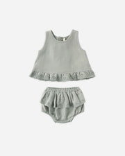 Ruffled Tulip Top + Bloomer Set - Sage