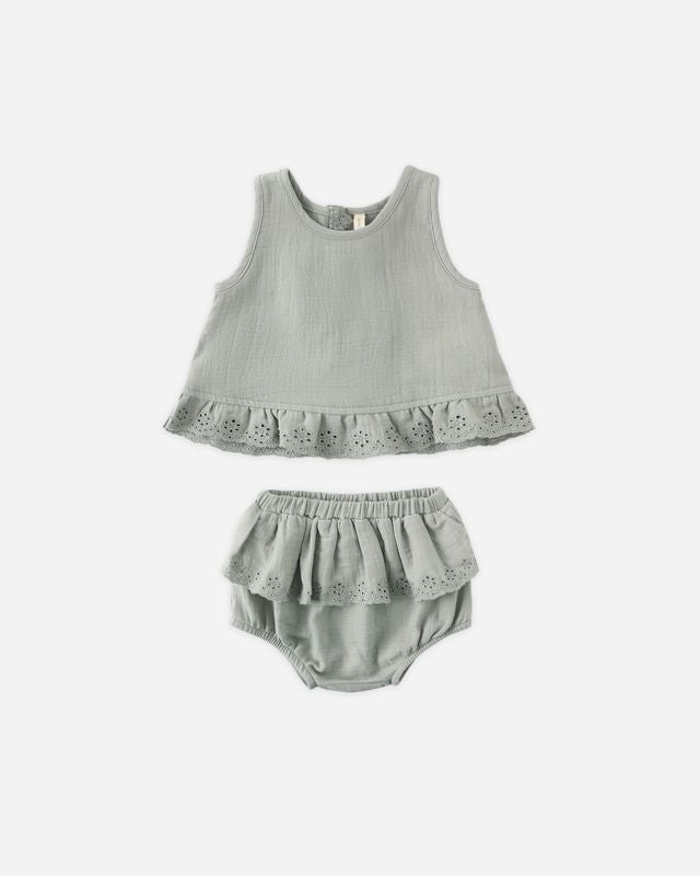 Ruffled Tulip Top + Bloomer Set - Sage