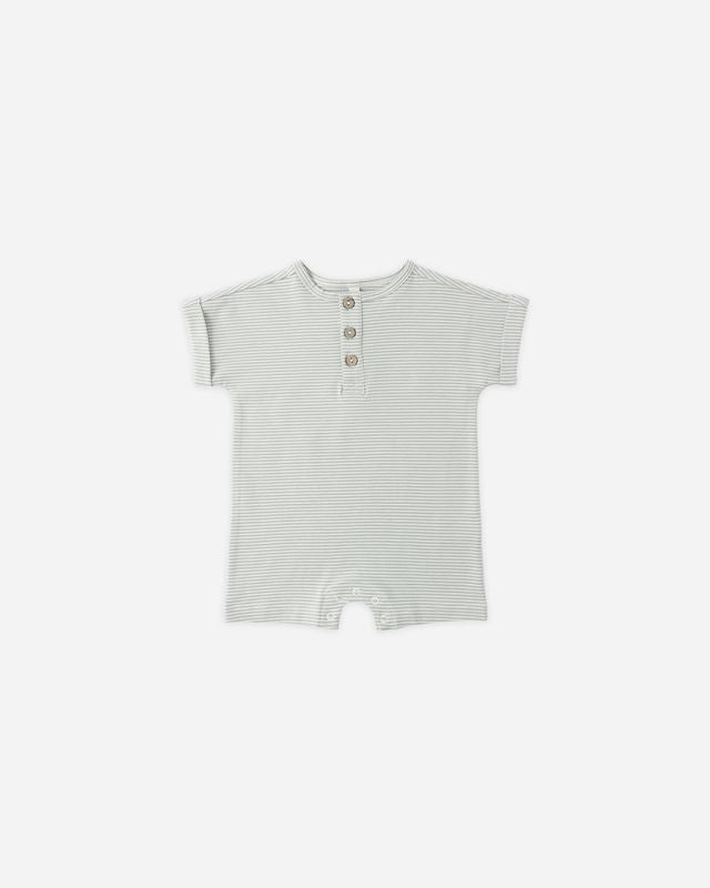 Short Sleeve One-Piece - Sage Micro Stripe