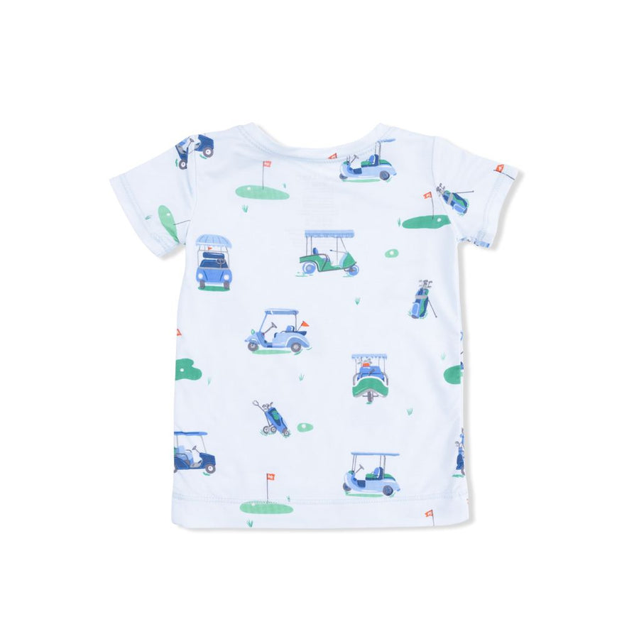 Short Sleeve Bamboo Loungewear Set - Vintage Golfcarts - Blue