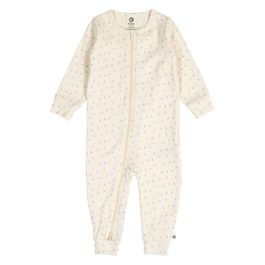 Organic Cotton Spring Zip Jumpsuit - Tofu/Nectar/Shell Blue