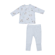 Take Me Home Set with Roll Over Cuff Pant - Gray Elephants Blue