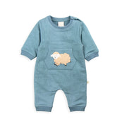 French Terry Chunky Coverall - Mineral/Sheep Applique