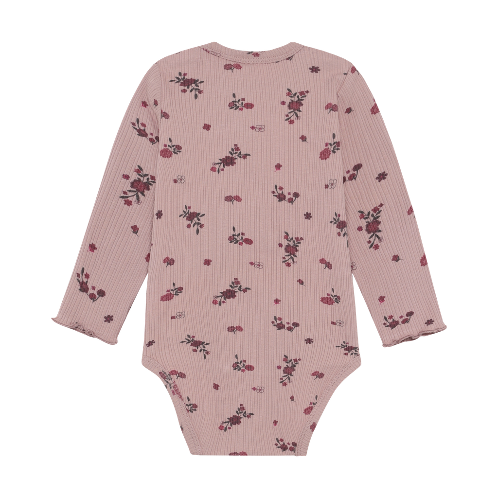 Long Sleeve Ribbed Bodysuit - Fawn Flower