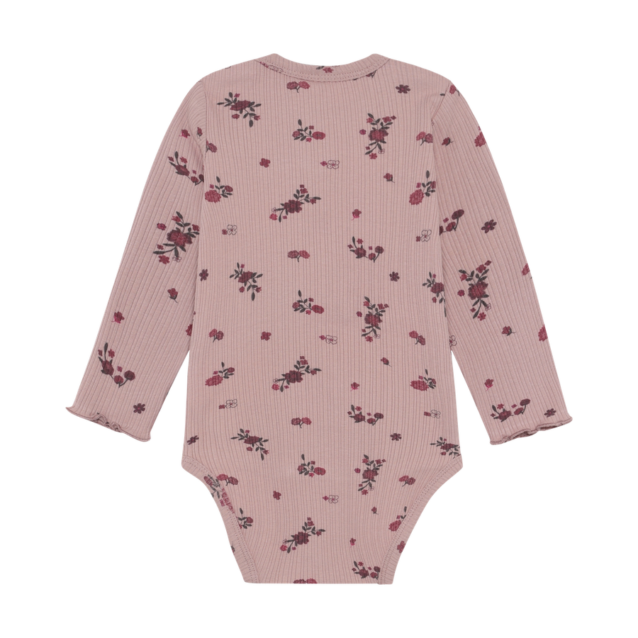 Long Sleeve Ribbed Bodysuit - Fawn Flower