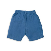 Organic Cotton Crinkle Shorts - Coronet Blue