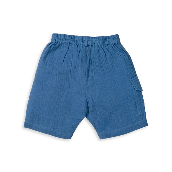 Organic Cotton Crinkle Shorts - Coronet Blue