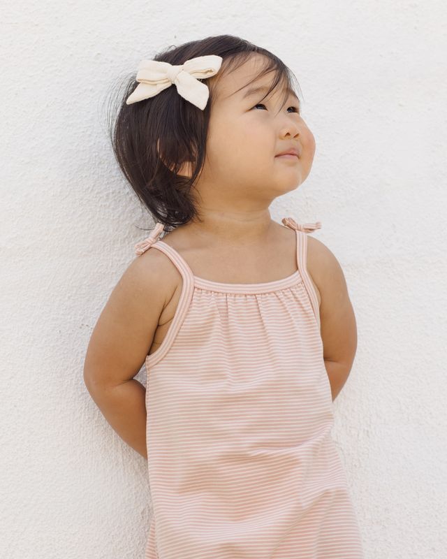 Smocked Jumpsuit - Melon Micro Strip