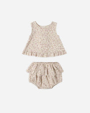 Ruffled Tulip Top + Bloomer Set - Dahlia