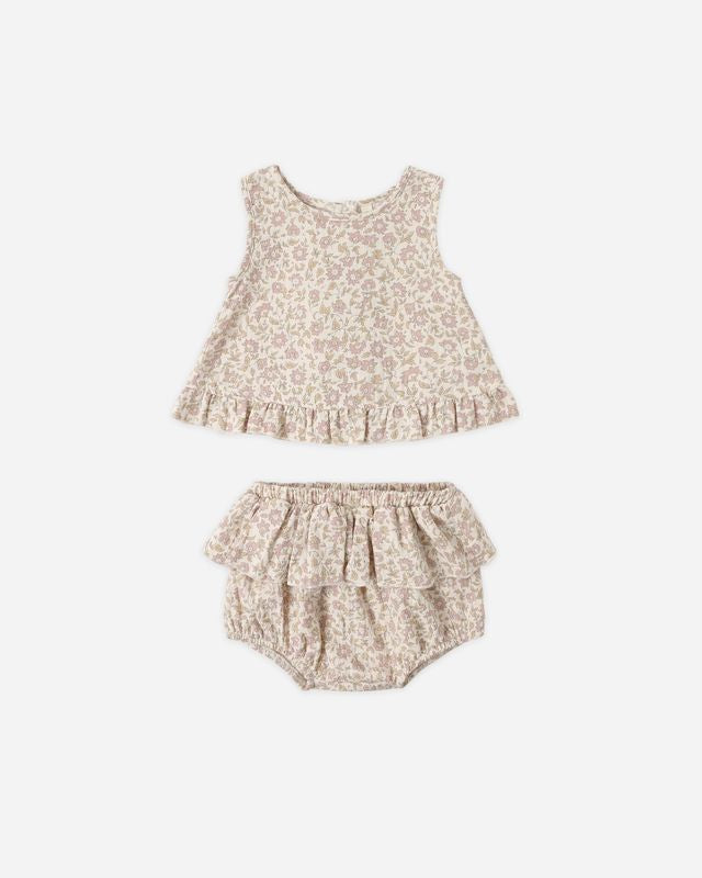 Ruffled Tulip Top + Bloomer Set - Dahlia