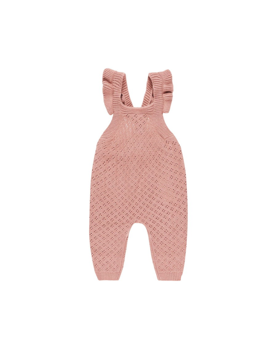 Pointelle Knit Overalls - Lipstick
