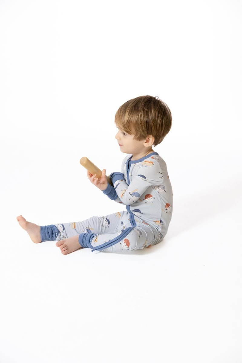 Bamboo Zipper Romper - Baseballs playing Baseball