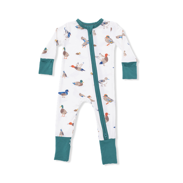Bamboo Zipper Romper - Ducks