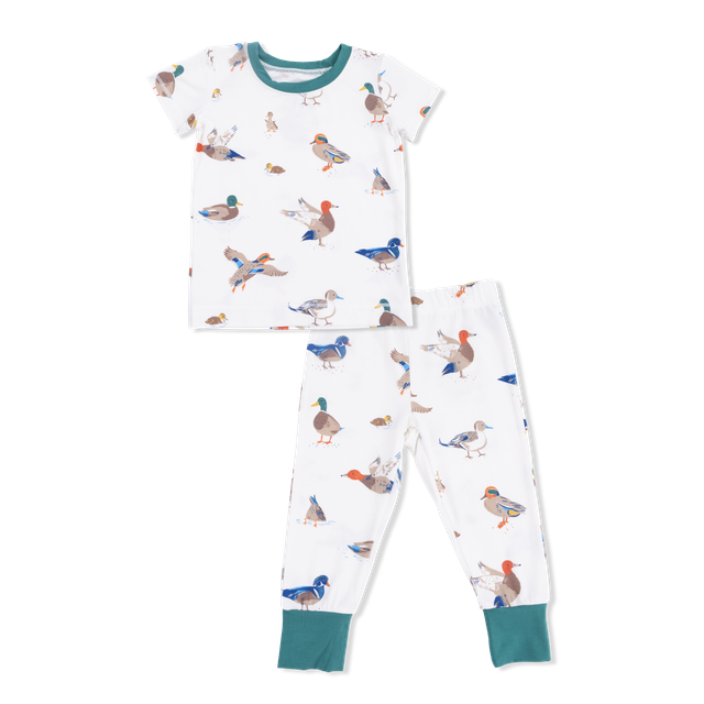 Short Sleeve Bamboo Loungewear Set - Ducks