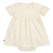 Spring Puff Short Sleeve Bodysuit Dress - Tofu/Nectar/Shell Blue