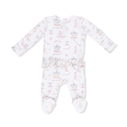 Bamboo Ruffle Back Zipper Footie - Carousel with Bows