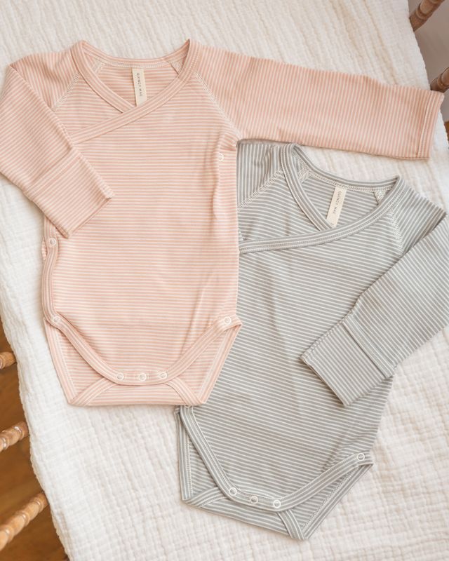 Side Snap Bodysuit - Melon Micro Stripe