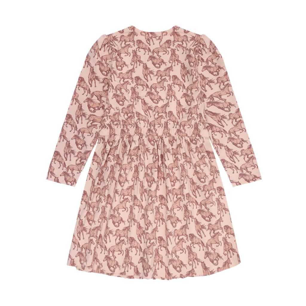Long Sleeve Horse Dress - Cameo Rose