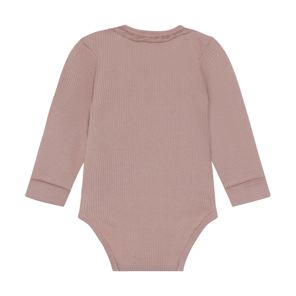 Long Sleeve Ribbed Bodysuit - Burlwood