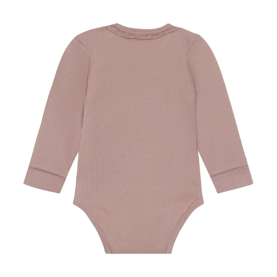 Long Sleeve Ribbed Bodysuit - Burlwood