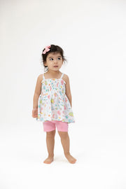Smocked Top with Bike Short - Sunny Coral Reef Fish
