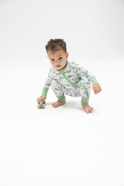 Bamboo Zipper Romper - Crayon Alligators