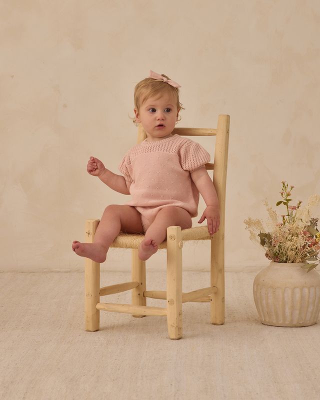 Pointelle Knit Romper - Melon