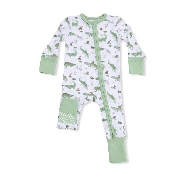 Bamboo Zipper Romper - Crayon Alligators
