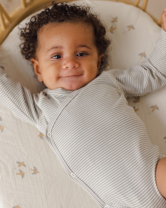 Side Snap Bodysuit - Sage Micro Stripe