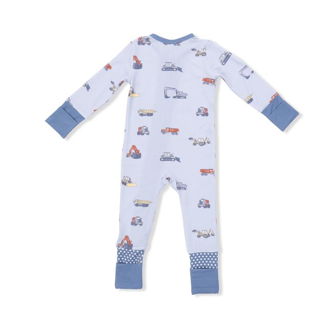 Bamboo Zipper Romper - Construction Vehicles