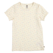Organic Cotton Spring Puff Short Sleeve T-Shirt - Tofu/Nectar/Shell Blue
