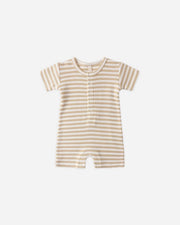 Waffle Snap Romper - Butterscotch Stripe