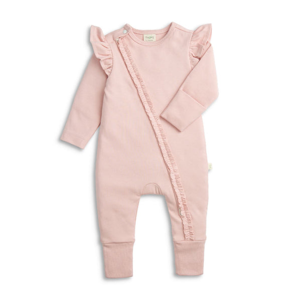Frill Long Sleeve Zipsuit - Lotus