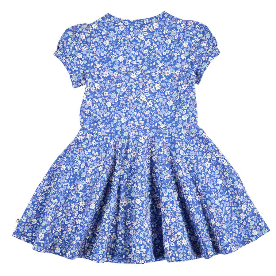 Primrose Puff Short Sleeve Swing Dress - Azure Blue/Nectar/Tofu