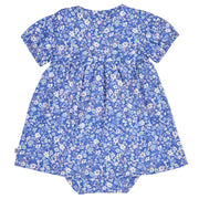 Primrose Puff Short Sleeve Bodysuit Dress - Azure Blue/Nectar/Tofu
