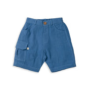 Organic Cotton Crinkle Shorts - Coronet Blue