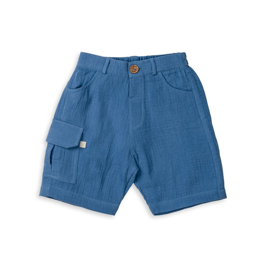 Organic Cotton Crinkle Shorts - Coronet Blue