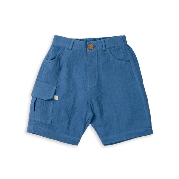 Organic Cotton Crinkle Shorts - Coronet Blue