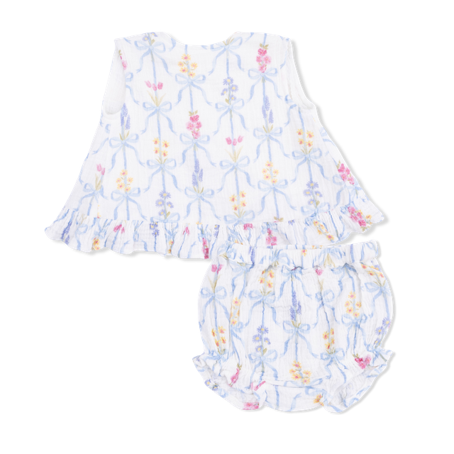 Ruffle Back Top & Bloomer - Ribbon Bouquets