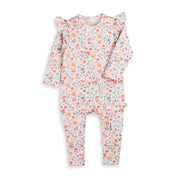 Long Sleeve Ruffle Zipsuit - Cottage Garden