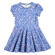 Primrose Puff Short Sleeve Swing Dress - Azure Blue/Nectar/Tofu