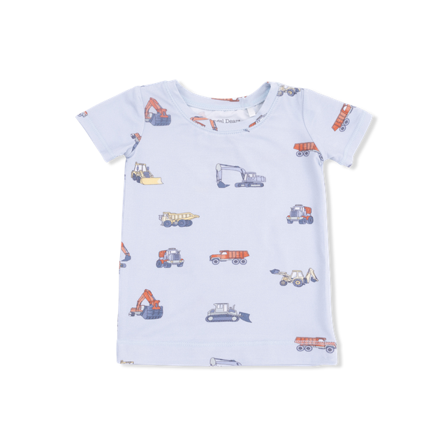 Short Sleeve Bamboo Loungewear Set - Construction Vehicles