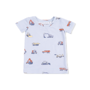 Short Sleeve Bamboo Loungewear Set - Construction Vehicles