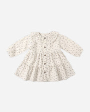 Ruffle Collar Button Dress - Bluebell