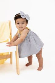 Top With Bows and Ruffle Leg Bloomer - Micro Gingham Blue Blizzard