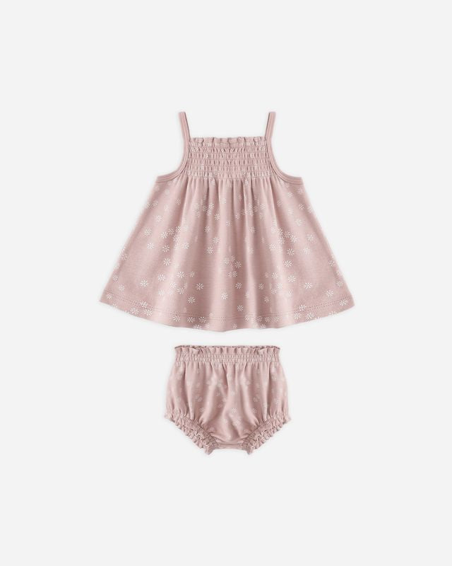 Smocked Tank and Bloomer Set - Mauve Daisy