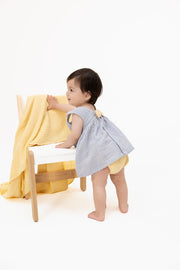 Dress with Bow and Bloomer - Micro Gingham Blue Blizzard