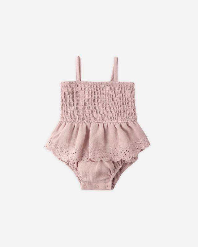 Smocked Skirted Romper - Mauve