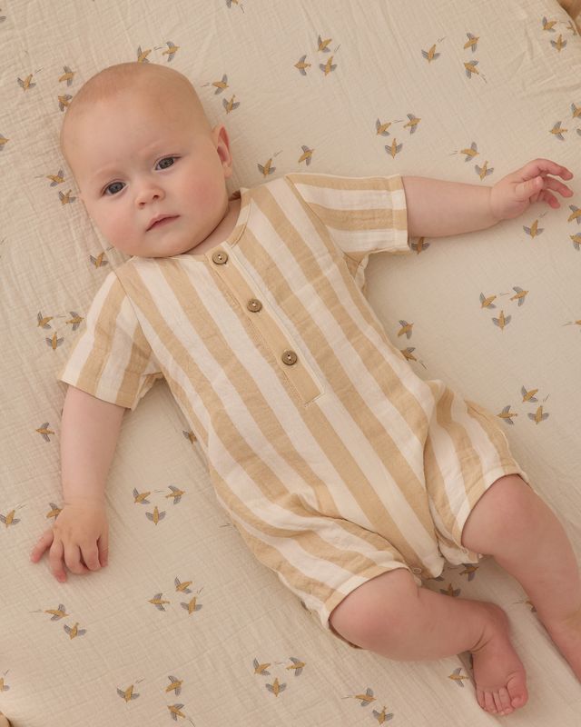 Short Sleeve Woven Romper - Summer Stripe