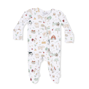 Bamboo Zipper Footie - Cute Farm Animals Uni